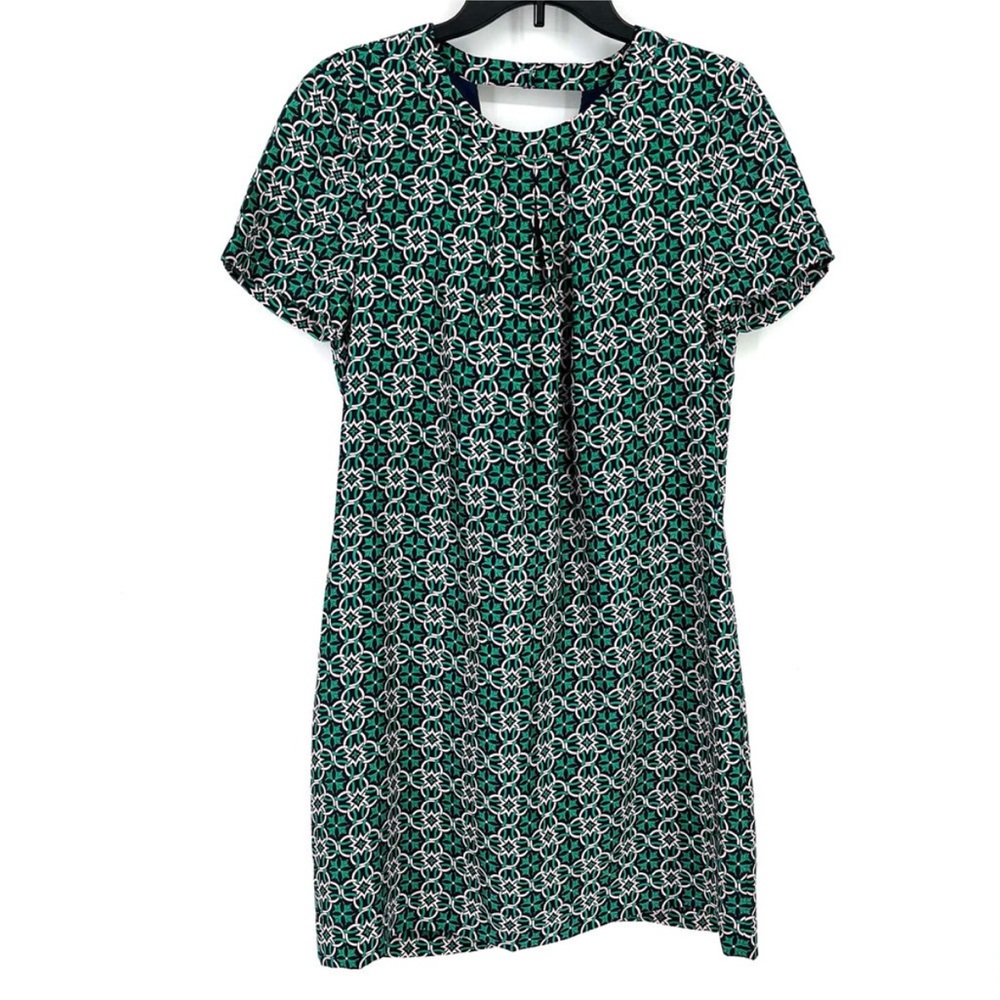 J. Crew Silk Green Pink Pullover Shift Dress Womens Size 8 Cross Back